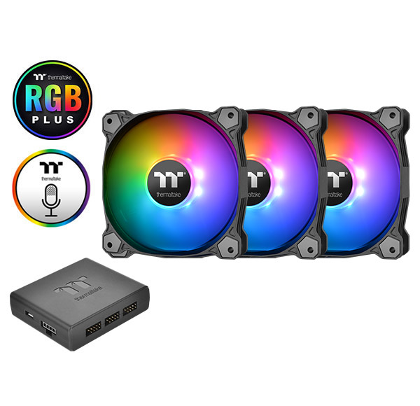 Triple Pack CL-F051-PL14SW-A Thermaltake 14 RGB TT Premium Edition 140mm Software Enabled Circular RGB LED Ring Case/Radiator Fan 